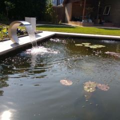 Waterval Mamba met blauwe LED in actie. Hoveniersbedrijf C.K. van Mourik