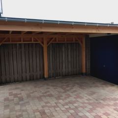 Carport, douglashout, dakbedekking dakleer en met regengoot  - Hoveniersbedrijf C.K. van Mourik West-Betuwe Geldermalsen Tiel Culemborg