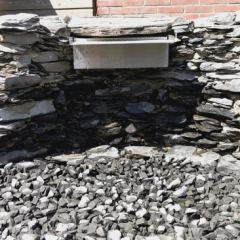 RVS waterlement (waterval) met LED verlichting in combinatie met basaltsplit - Hoveniersbedrijf C.K. van Mourik West Betuwe, Tiel, Culemborg, Geldermalsen, Buren